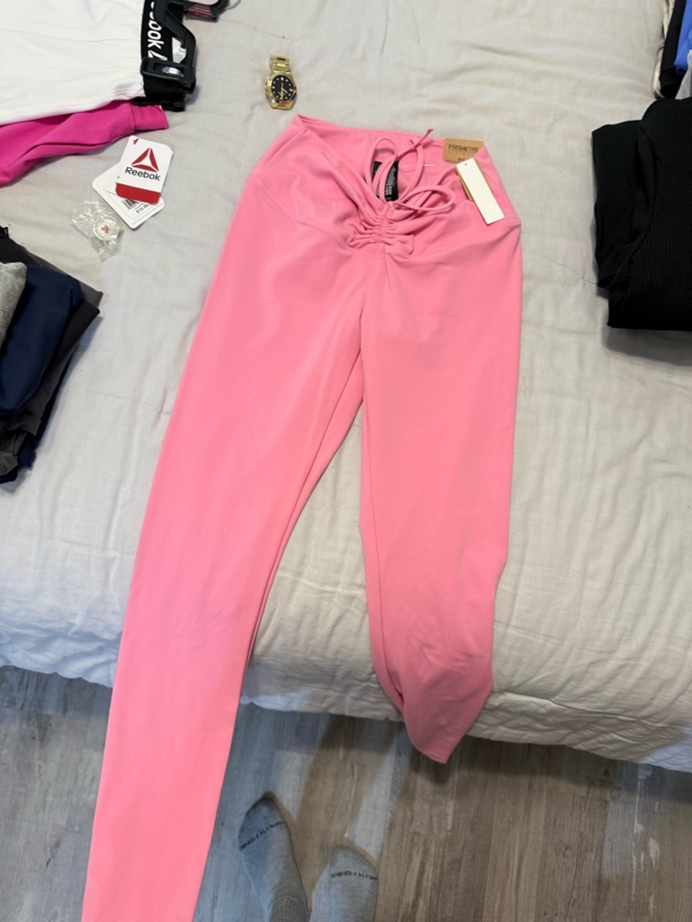 PINK Victoria's Secret Light Pink Ruched Drawstring Leggings